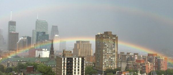 Rainbow over downtown