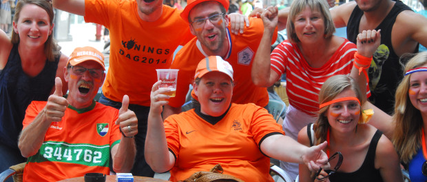 Dutch fans in Montreal celebrate the 2-1 Netherlands victory over Mexico today at the 2014 FIFA World Cup round of 16 game. Photo Germán Silva.