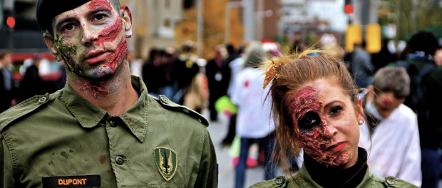 Military Zombie. Zombie Walk. Montreal. Photo Michael Bakouch.