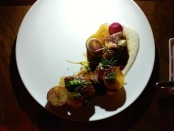 Pork Cheeks with Smoked Roasted Potatoes. Main course at Les 400 Coups. Photo by Annie Shreeve