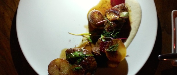 Pork Cheeks with Smoked Roasted Potatoes. Main course at Les 400 Coups. Photo by Annie Shreeve