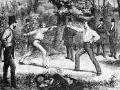 Godefroy Durand, "The Code Of Honor—A Duel In The Bois De Boulogne, Near Paris", from Harper's Weekly, 1875.