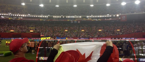 Canadian fans fill the stadium.