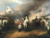 John Trumbull, "The Surrender of Lord Cornwallis", oil on canvas, 1820. Currently in the US Capitol, Washington DC.