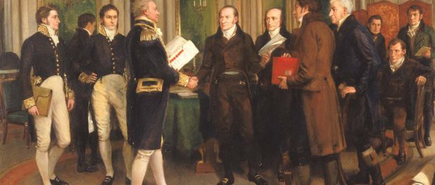 Amédée Forestier’s depiction of the signing of the Treaty of Ghent, painted in 1912. Photo credit: Wikimedia Commons.