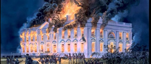 Artistic depiction of the Burning of the White House.