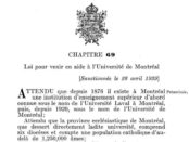 The Duplessis government’s law to aide the construction of UdeM. It would be followed by a similar law by the Godbout government. Photo credit: Assemblée nationale.