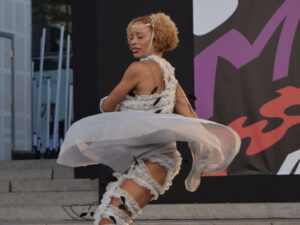 dancer in grey dress