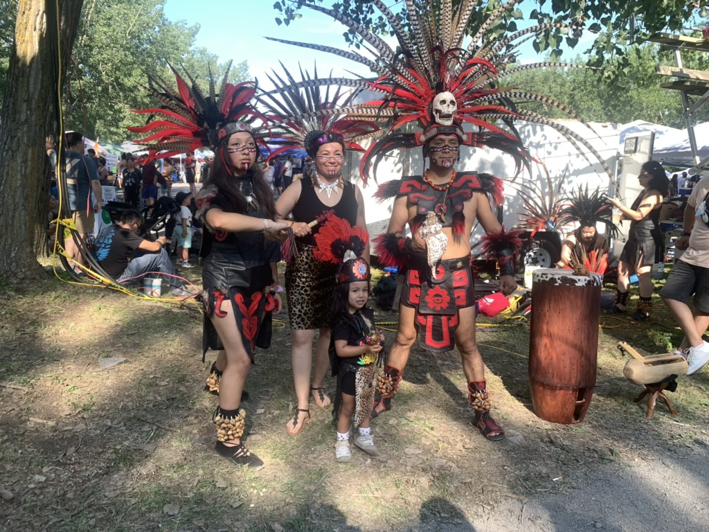 Dancers from Mexico at the Kahnawake Echoes of a Proud Nation Powwow.
