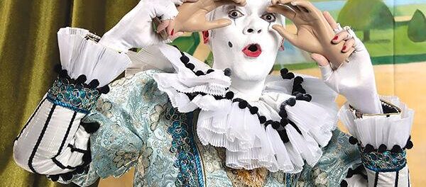 clown in pantomime style clothing