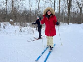 person cross country skiing