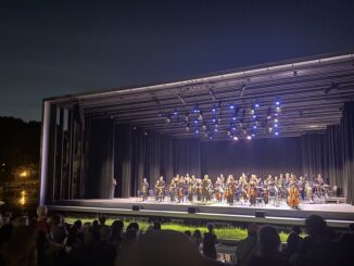 Orchestra playing on a stage